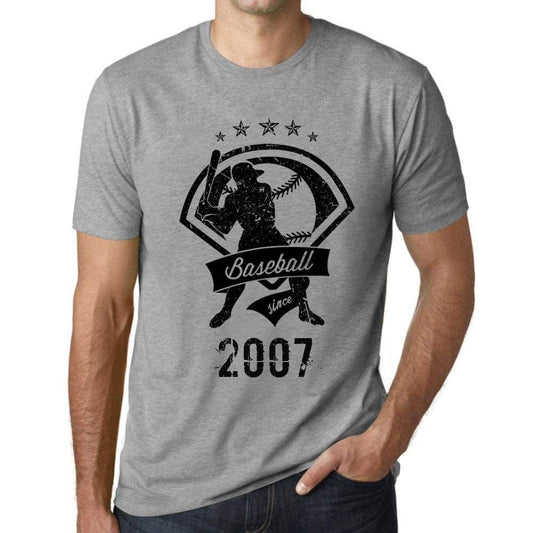 Mens Vintage Tee Shirt Graphic T Shirt Baseball Since 2007 Grey Marl - Grey Marl / Xs / Cotton - T-Shirt