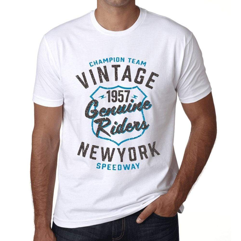 Mens Vintage Tee Shirt Graphic T Shirt Genuine Riders 1957 White - White / Xs / Cotton - T-Shirt