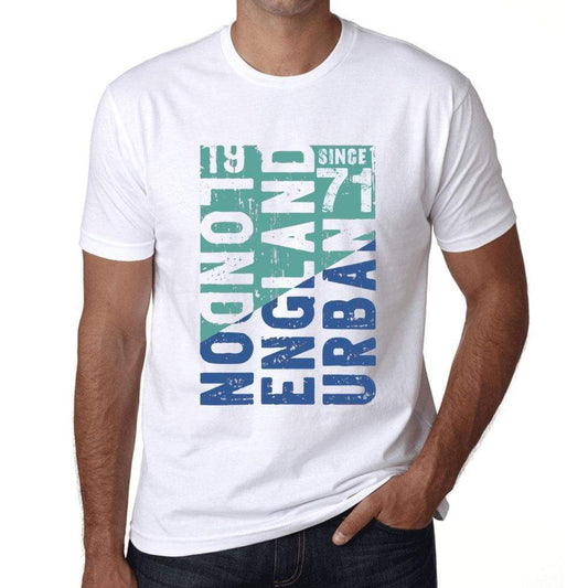 Mens Vintage Tee Shirt Graphic T Shirt London Since 71 White - White / Xs / Cotton - T-Shirt