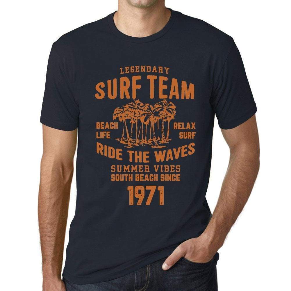 Mens Vintage Tee Shirt Graphic T Shirt Surf Team 1971 Navy - Navy / Xs / Cotton - T-Shirt