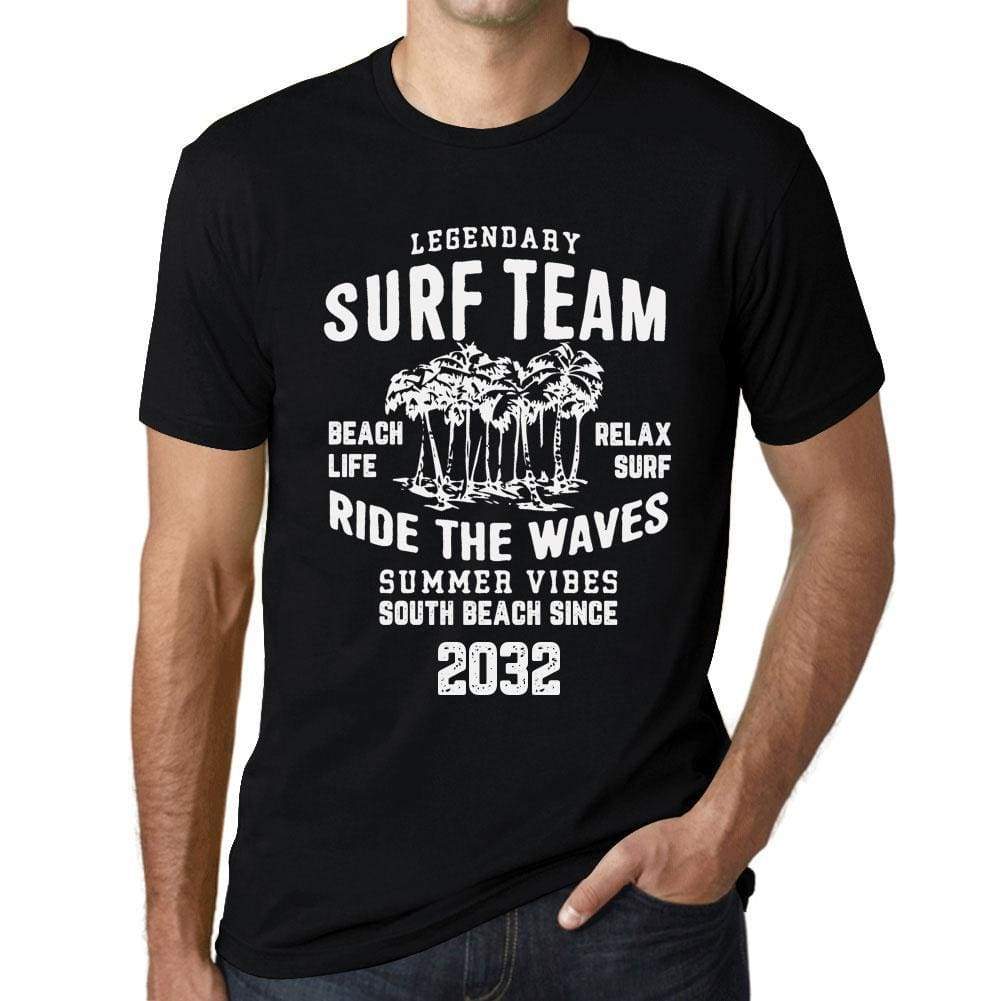 Mens Vintage Tee Shirt Graphic T Shirt Surf Team 2032 Deep Black - Deep Black / Xs / Cotton - T-Shirt