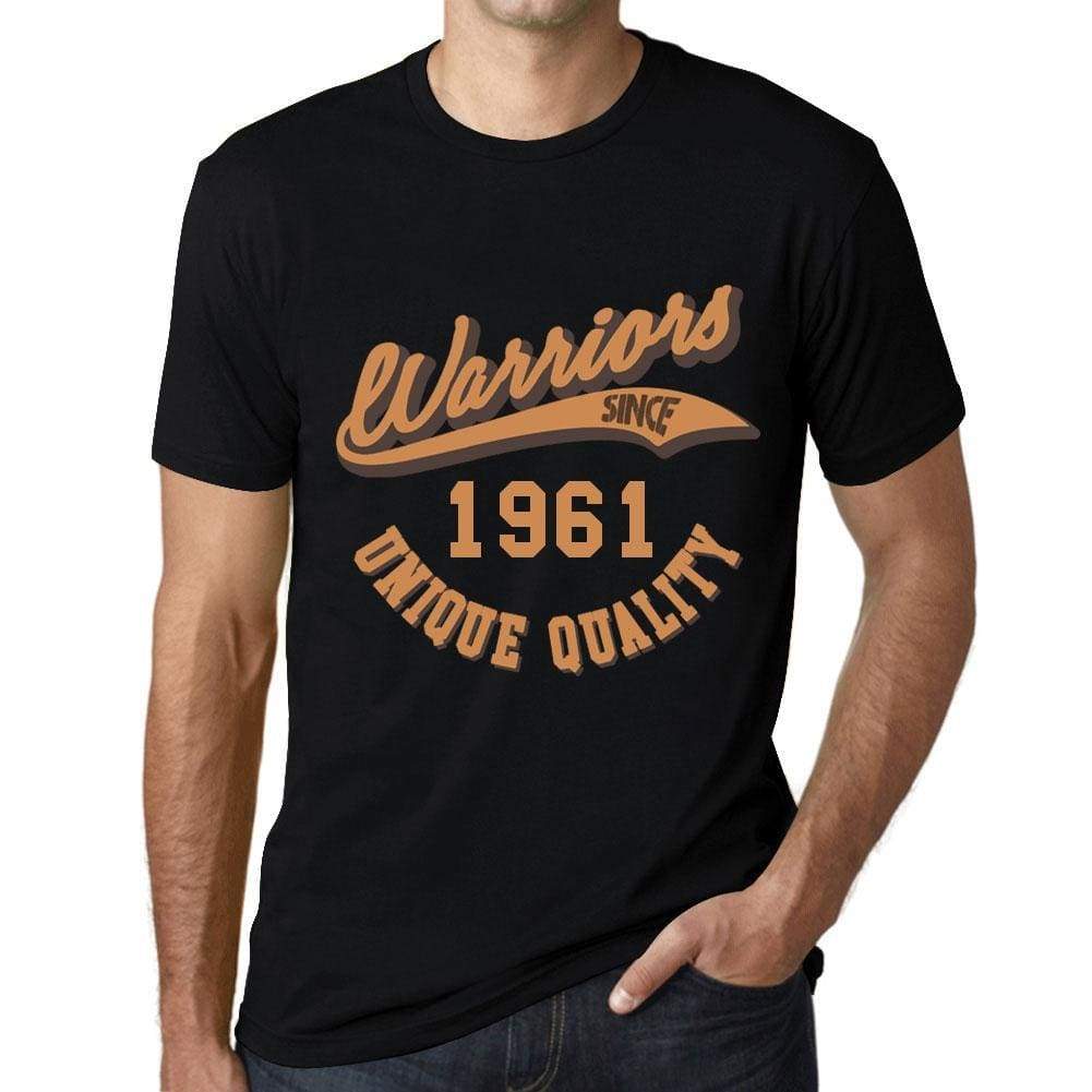 Mens Vintage Tee Shirt Graphic T Shirt Warriors Since 1961 Deep Black - Deep Black / Xs / Cotton - T-Shirt