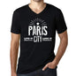 Mens Vintage Tee Shirt Graphic V-Neck T Shirt Live It Love It Paris Deep Black - Black / S / Cotton - T-Shirt