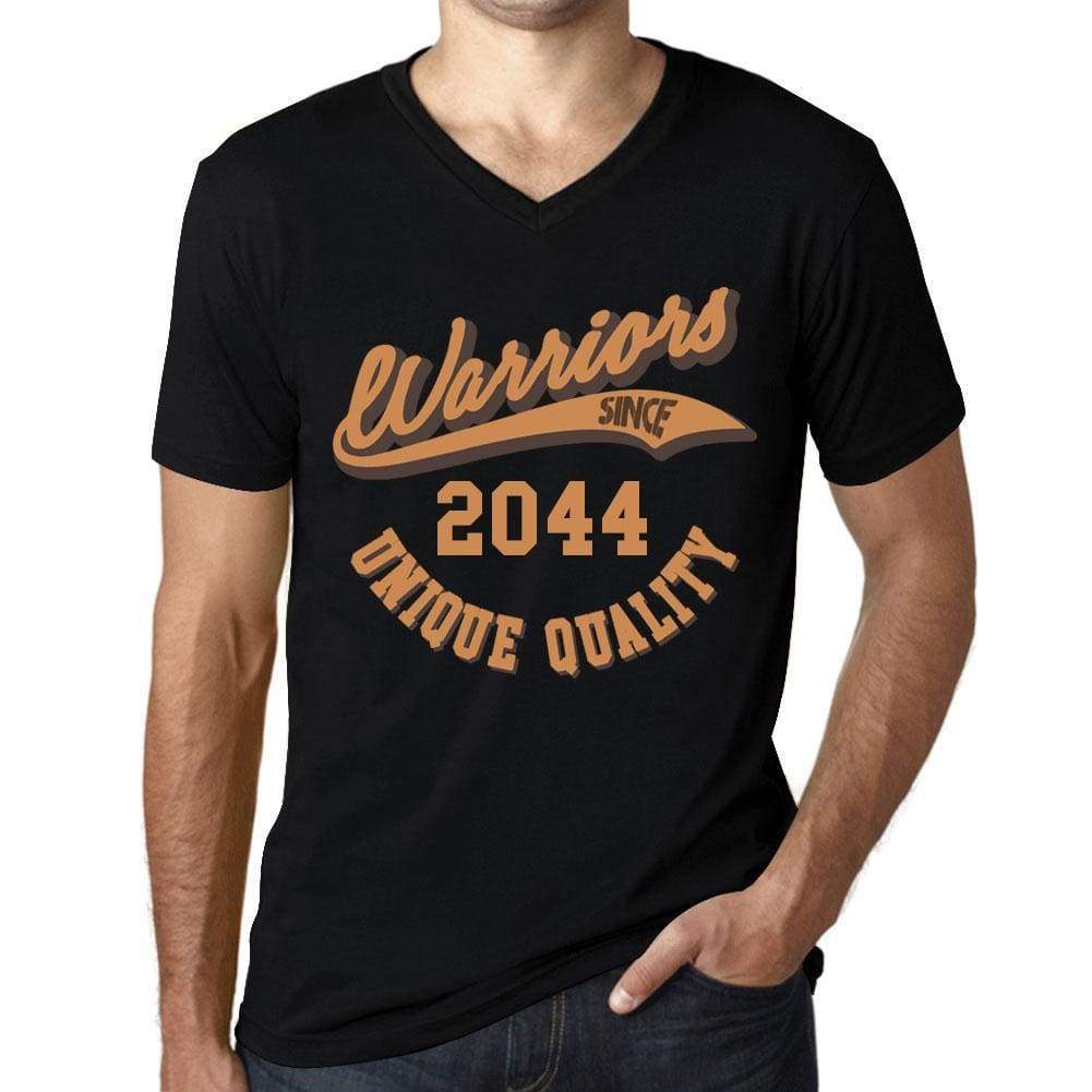 Mens Vintage Tee Shirt Graphic V-Neck T Shirt Warriors Since 2044 Deep Black - Black / S / Cotton - T-Shirt