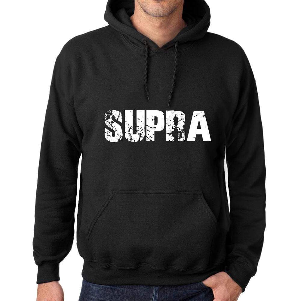 Mens Womens Unisex Printed Graphic Cotton Hoodie Soft Heavyweight Hooded Sweatshirt Pullover Popular Words Supra Deep Black - Black / Xs /