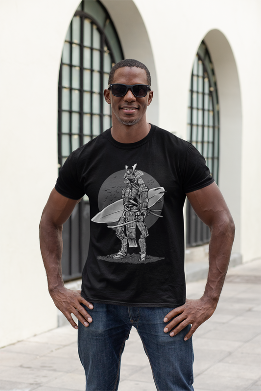 ULTRABASIC Men's Graphic T-Shirt Samurai Surfer - Funny Shirt for Surfers