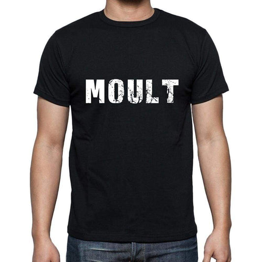 Moult Mens Short Sleeve Round Neck T-Shirt 5 Letters Black Word 00006 - Casual
