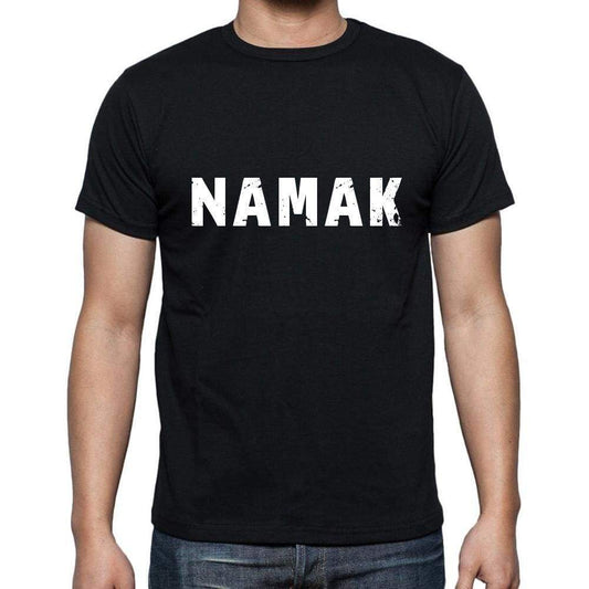 Namak Mens Short Sleeve Round Neck T-Shirt 5 Letters Black Word 00006 - Casual