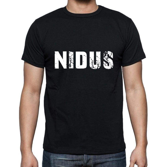 Nidus Mens Short Sleeve Round Neck T-Shirt 5 Letters Black Word 00006 - Casual
