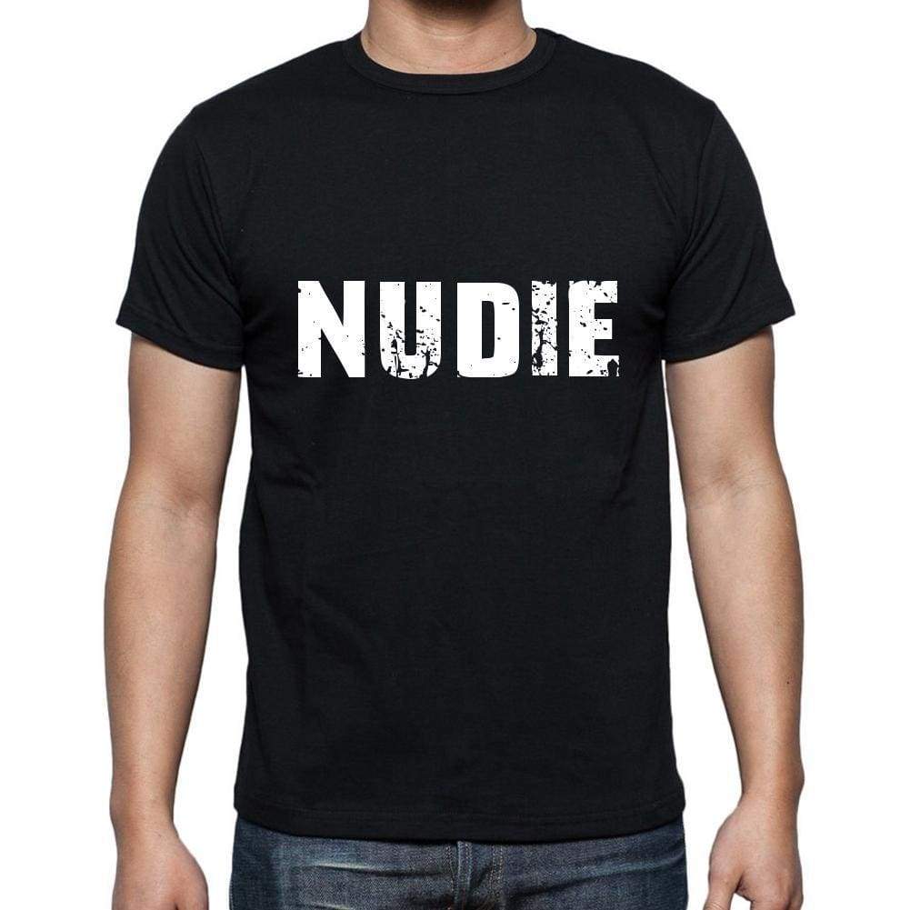 Nudie Mens Short Sleeve Round Neck T-Shirt 5 Letters Black Word 00006 - Casual