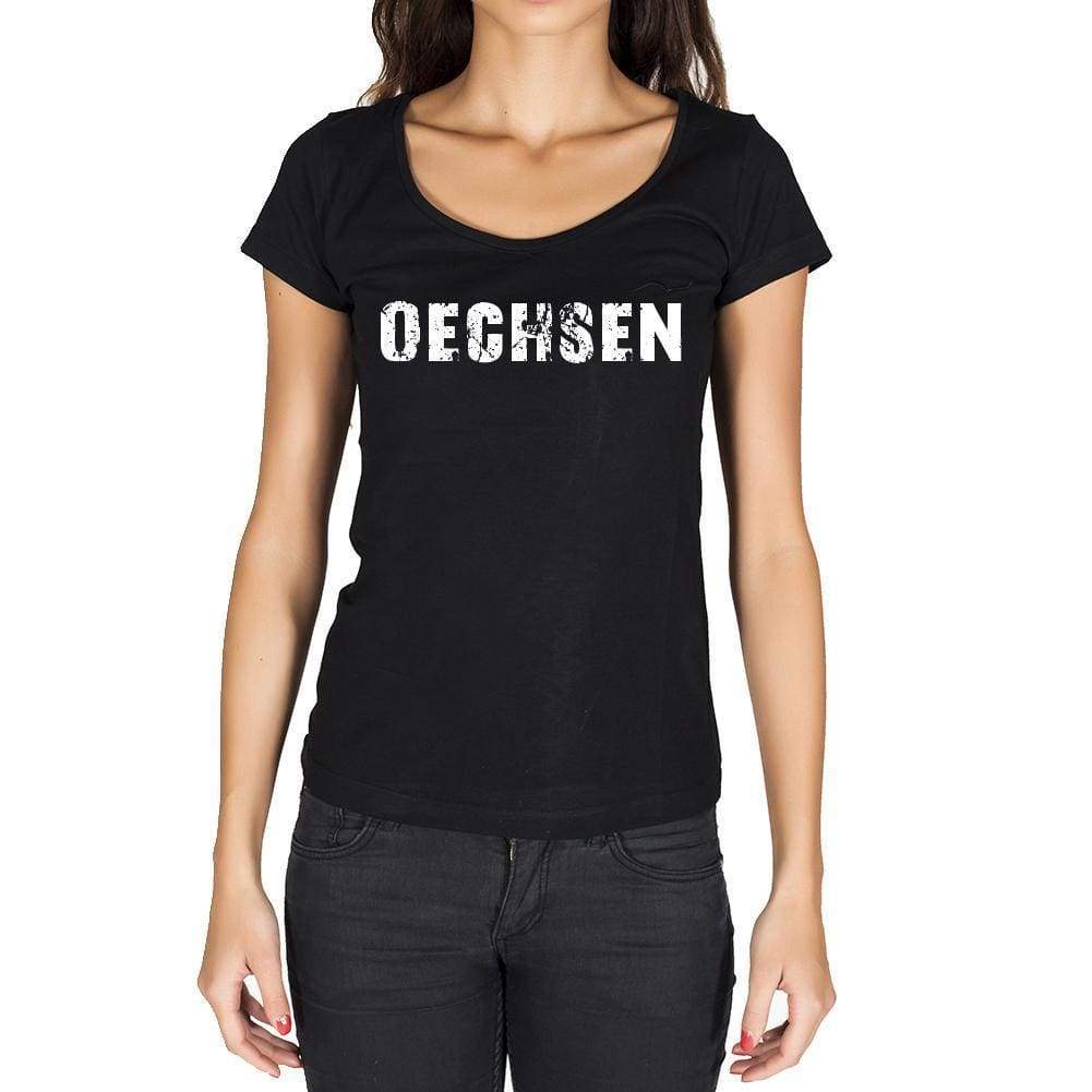 Oechsen German Cities Black Womens Short Sleeve Round Neck T-Shirt 00002 - Casual