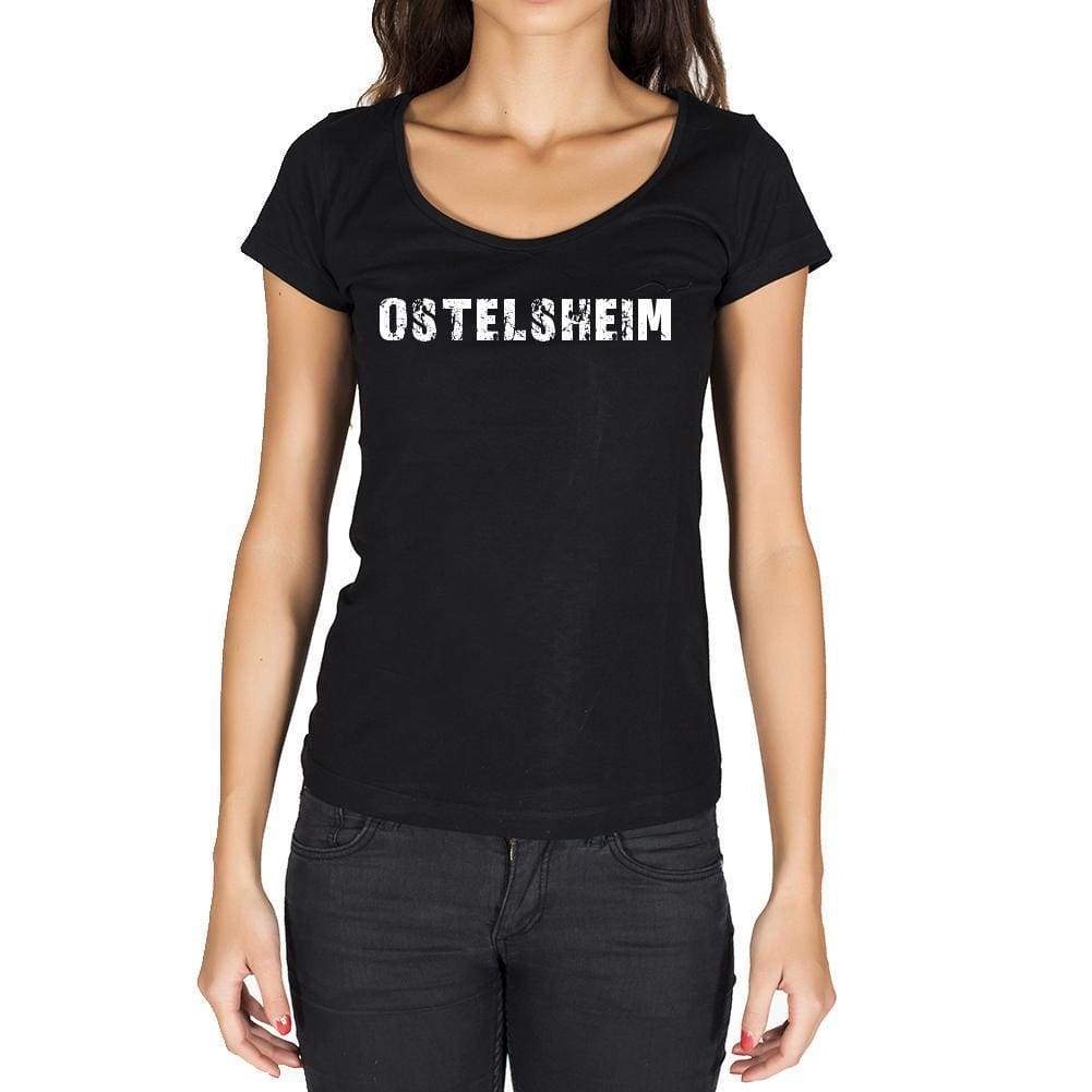 Ostelsheim German Cities Black Womens Short Sleeve Round Neck T-Shirt 00002 - Casual