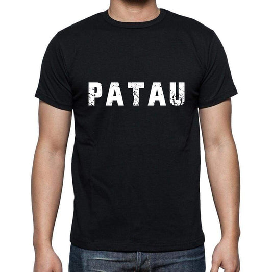 Patau Mens Short Sleeve Round Neck T-Shirt 5 Letters Black Word 00006 - Casual