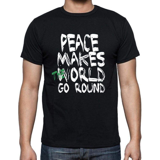 Peace World Goes Round Mens Short Sleeve Round Neck T-Shirt 00082 - Black / S - Casual