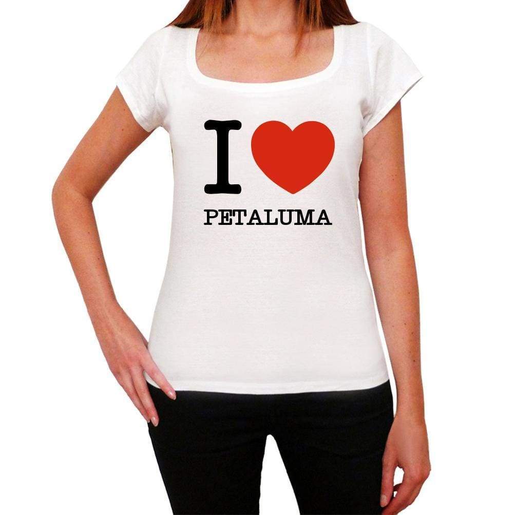 Petaluma I Love Citys White Womens Short Sleeve Round Neck T-Shirt 00012 - White / Xs - Casual
