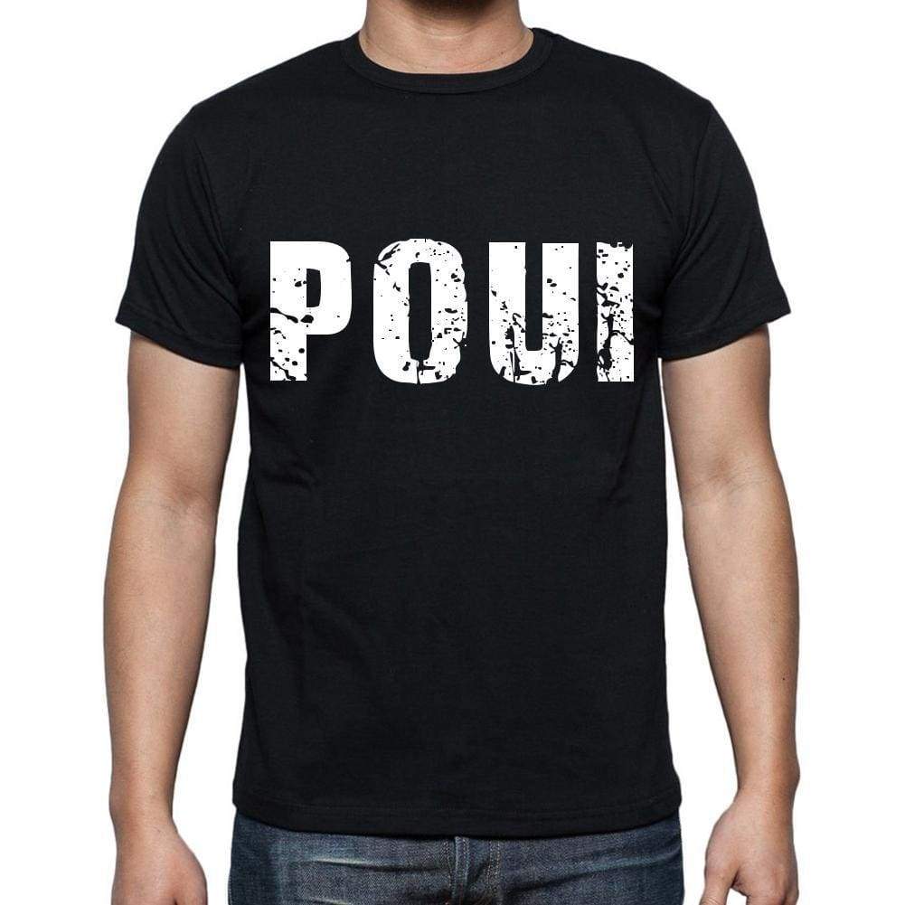 Poui Mens Short Sleeve Round Neck T-Shirt 4 Letters Black - Casual
