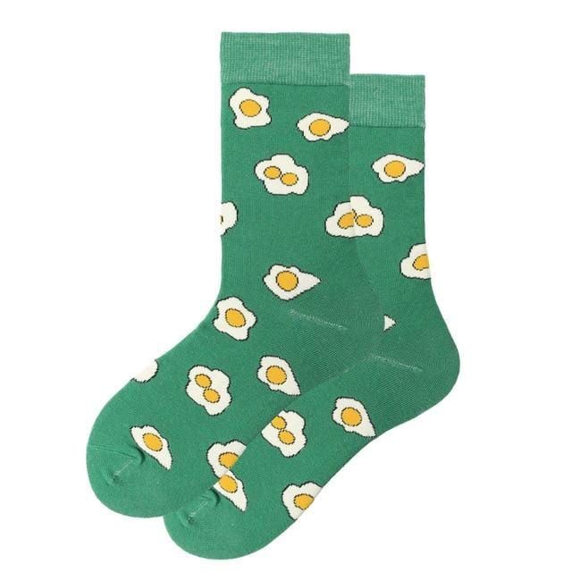 Socks Funny Cartoon Egg Sushi Leaf Avocado Dessert Cute Harajuku Happy Skate Street Hip Hop Vintage Casual Cotton Socks