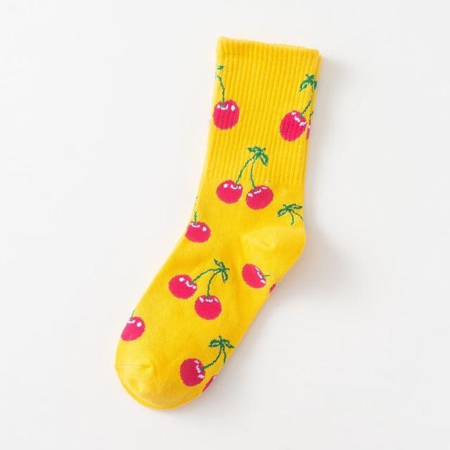 Socks Funny Cartoon Egg Sushi Leaf Avocado Dessert Cute Harajuku Happy Skate Street Hip Hop Vintage Casual Cotton Socks