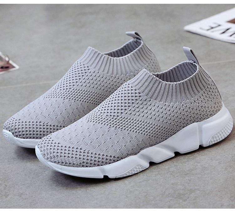 Women Shoes 2020 New Flyknit Sneakers Women Breathable Slip On Flat Shoes Soft Bottom White Sneakers Casual Women Flats Krasovki-Shoes-Ultrabasic