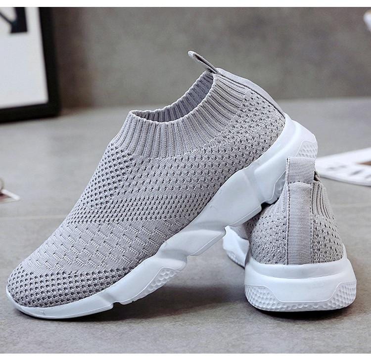 Women Shoes 2020 New Flyknit Sneakers Women Breathable Slip On Flat Shoes Soft Bottom White Sneakers Casual Women Flats Krasovki-Shoes-Ultrabasic