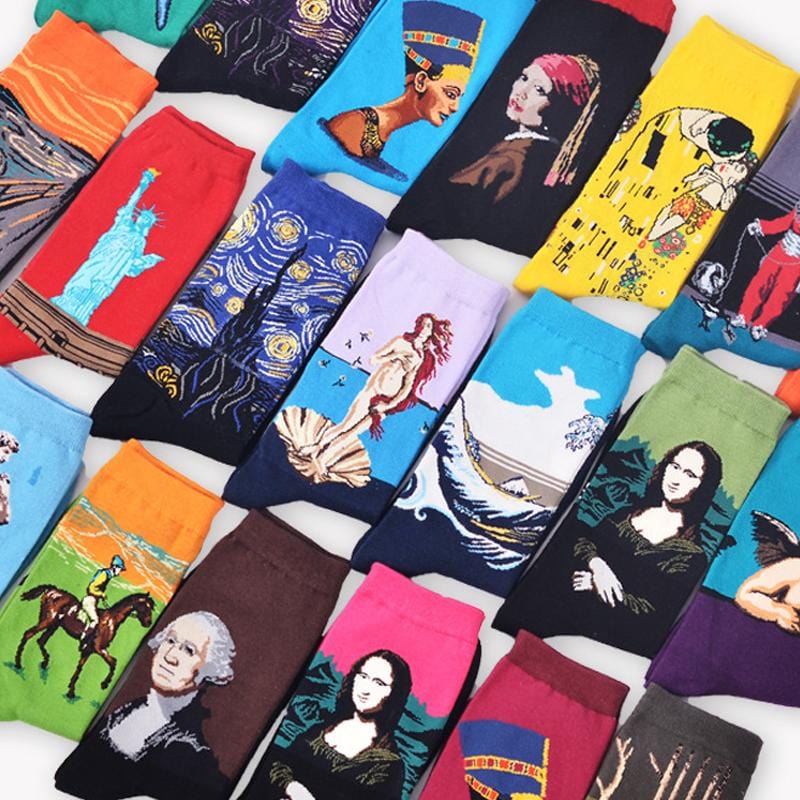 Dropshopping The Starry Night/Mona Lisa/The Scream Van Gogh Modern Oil Paint Cotton Socks Art Abstract Happy Funny Women Socks