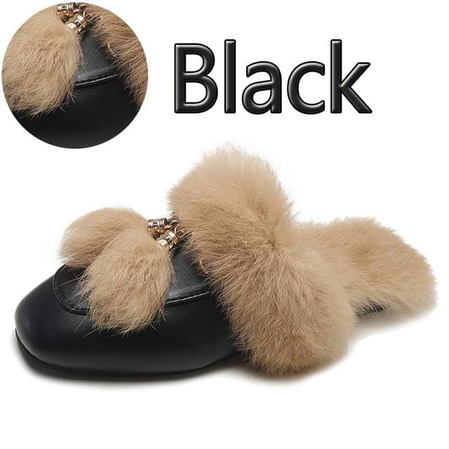 Real Fur Slippers Shoes Woman 2020 Mules Women's Furry Slippers Winter Warm Women Shoes Fashion Slippers Rabbit Hair