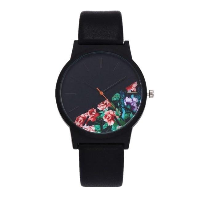 2018 Black Flower Watch Women Watches Ladies Brand Luxury Famous Female Clock Quartz Watch Wrist Relogio Feminino Montre Femme