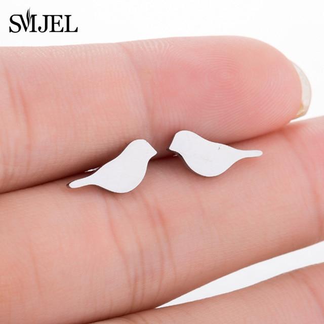 SMJEL Stainless Steel Mickey Stud Earrings for Women Girls Minimalist Fox Cat Hedgehog Earings Jewelry Animal Accessories Gifts