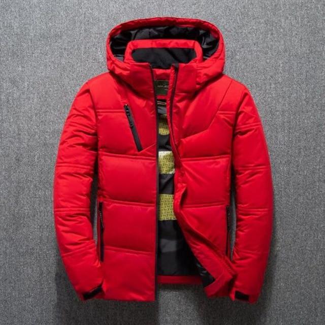 2019 Winter Jacket Mens Quality Thermal Thick Coat Snow Red Black Parka Male Warm Outwear Fashion - White Duck Down Jacket Men