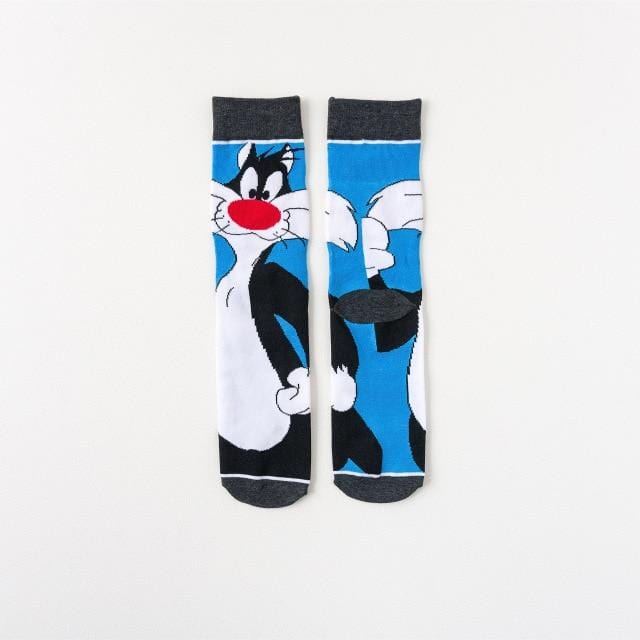 2020 Funny cartoon anime print socks rabbit duck fashion personalized novelty men women comfort breathable blue gray cotton sock