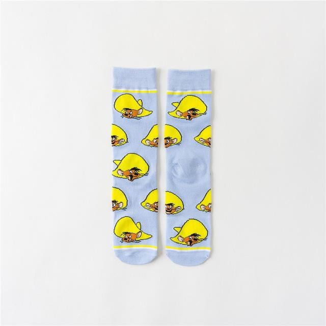 2020 Funny cartoon anime print socks rabbit duck fashion personalized novelty men women comfort breathable blue gray cotton sock