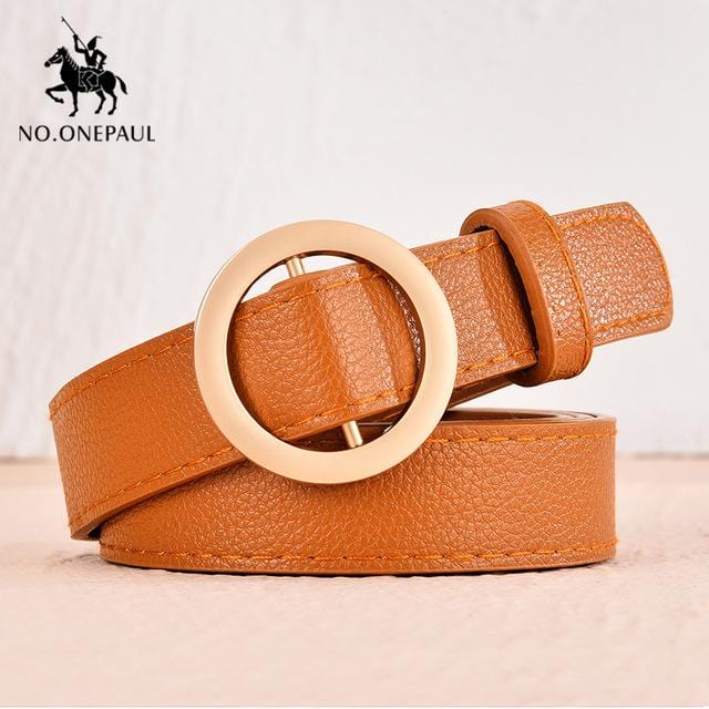 NO.ONEPAUL women belt Genuine Leather New Punk style fashion Pin Buckle jeans Decorative Belt Chain luxury brand belts for women