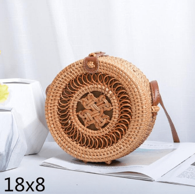 Woven Rattan Bag Round Straw Shoulder Bag Small Beach HandBags Women Summer Hollow Handmade Messenger Crossbody Bags