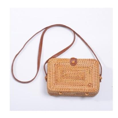 Woven Rattan Bag Round Straw Shoulder Bag Small Beach HandBags Women Summer Hollow Handmade Messenger Crossbody Bags