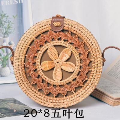 Woven Rattan Bag Round Straw Shoulder Bag Small Beach HandBags Women Summer Hollow Handmade Messenger Crossbody Bags