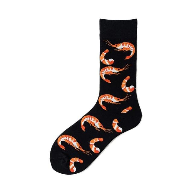 Novelty Happy Funny Men Graphic Socks Combed Cotton Omelette Frog Crazy Burger Salmon Corn Avocado Bird Fish Sock Christmas Gift