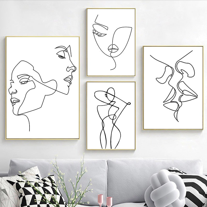 Nordic Minimalist Figures Line Art Sexy Woman Body Nude Wall Canvas Paintings Drawing Posters Prints Decoration for Livingroom