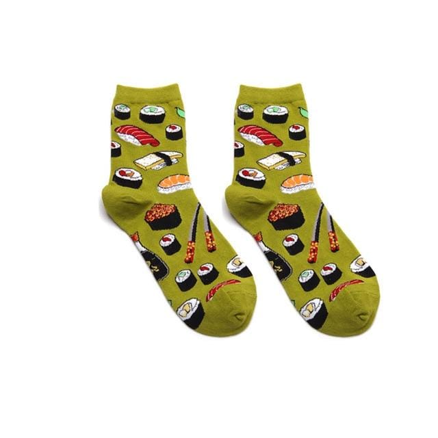 Socks Funny Cartoon Egg Sushi Leaf Avocado Dessert Cute Harajuku Happy Skate Street Hip Hop Vintage Casual Cotton Socks