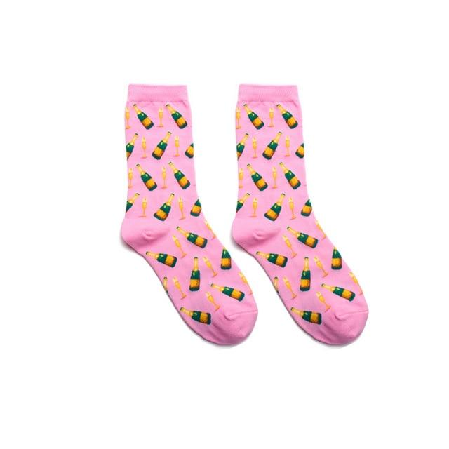 Socks Funny Cartoon Egg Sushi Leaf Avocado Dessert Cute Harajuku Happy Skate Street Hip Hop Vintage Casual Cotton Socks