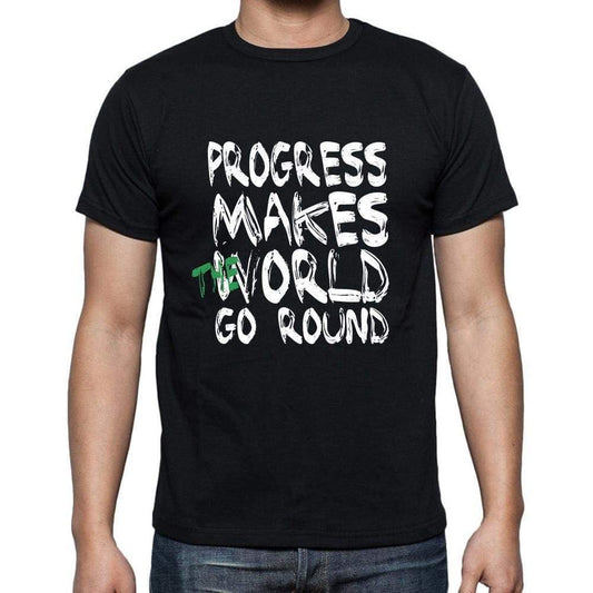 Progress World Goes Round Mens Short Sleeve Round Neck T-Shirt 00082 - Black / S - Casual