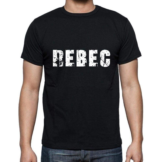 Rebec Mens Short Sleeve Round Neck T-Shirt 5 Letters Black Word 00006 - Casual