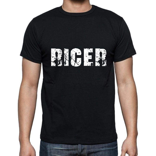 Ricer Mens Short Sleeve Round Neck T-Shirt 5 Letters Black Word 00006 - Casual