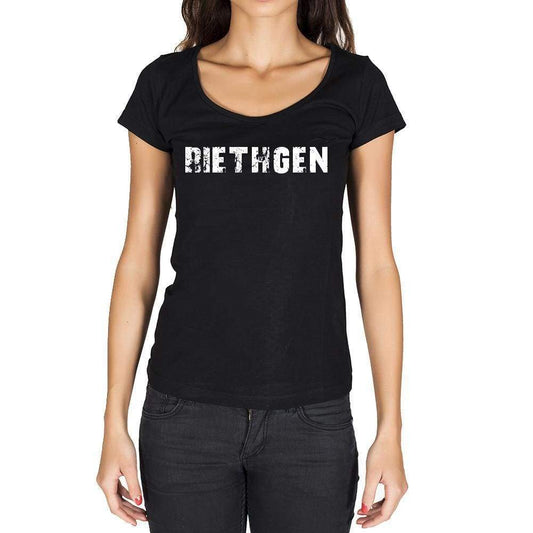 Riethgen German Cities Black Womens Short Sleeve Round Neck T-Shirt 00002 - Casual