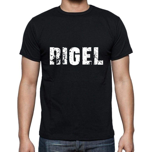 Rigel Mens Short Sleeve Round Neck T-Shirt 5 Letters Black Word 00006 - Casual