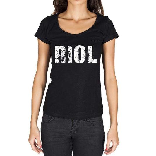 Riol German Cities Black Womens Short Sleeve Round Neck T-Shirt 00002 - Casual