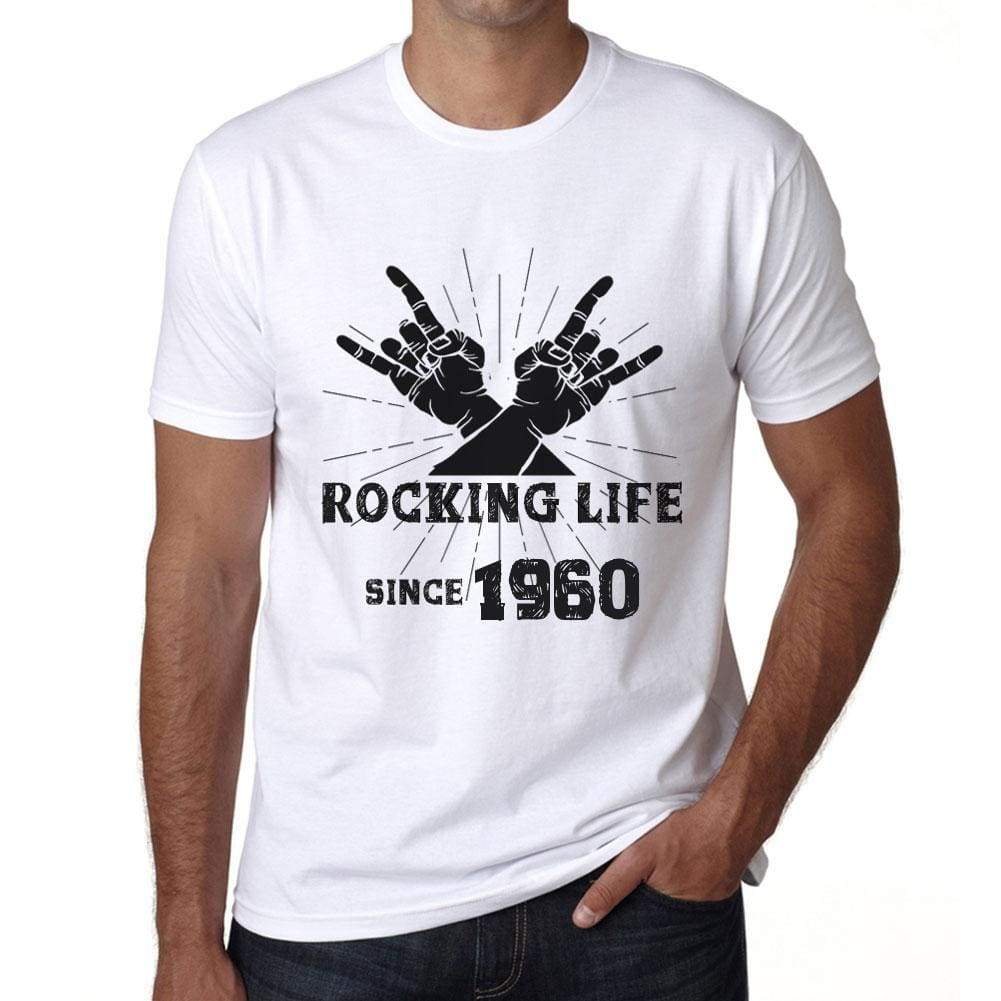 Rocking Life Since 1960 Mens T-Shirt White Birthday Gift 00400 - White / Xs - Casual