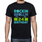 Rockin&rollin 24 Black Mens Short Sleeve Round Neck T-Shirt Gift T-Shirt 00340 - Black / S - Casual
