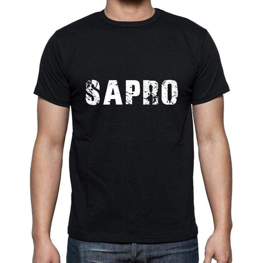 Sapro Mens Short Sleeve Round Neck T-Shirt 5 Letters Black Word 00006 - Casual