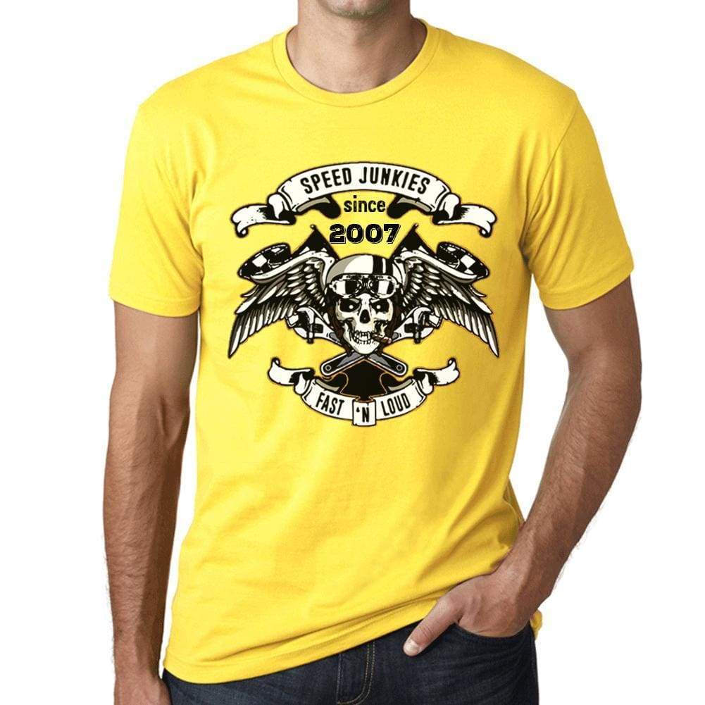 Speed Junkies Since 2007 Mens T-Shirt Yellow Birthday Gift 00465 - Yellow / Xs - Casual