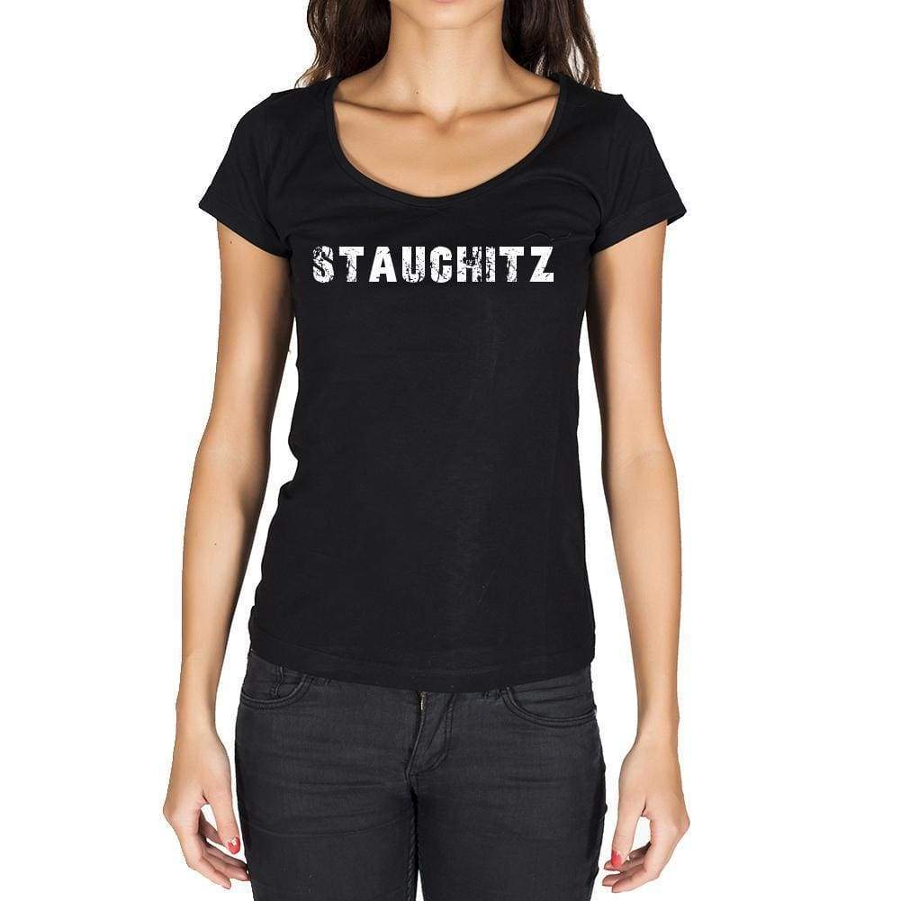 Stauchitz German Cities Black Womens Short Sleeve Round Neck T-Shirt 00002 - Casual